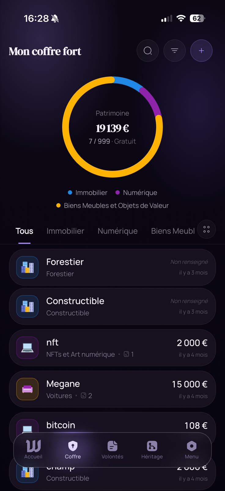Interface Coffre-fort numérique